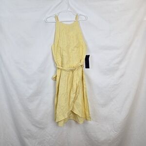Habitual Kids Girls Yellow White Striped Sleeveless‎ Linen Hi-Lo Dress 7/8 NEW